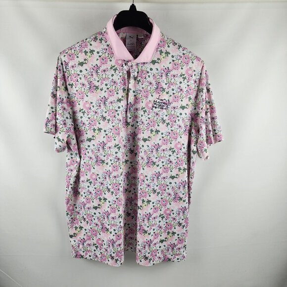 Puma x Arnold Palmer Shirt Mens XL Multi Floral S/S Golf Polo Hawks View Logo - Picture 1 of 8